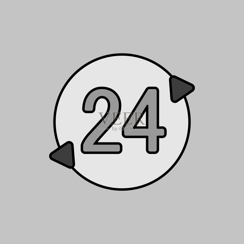 24小时服务矢量灰度图标图标素材