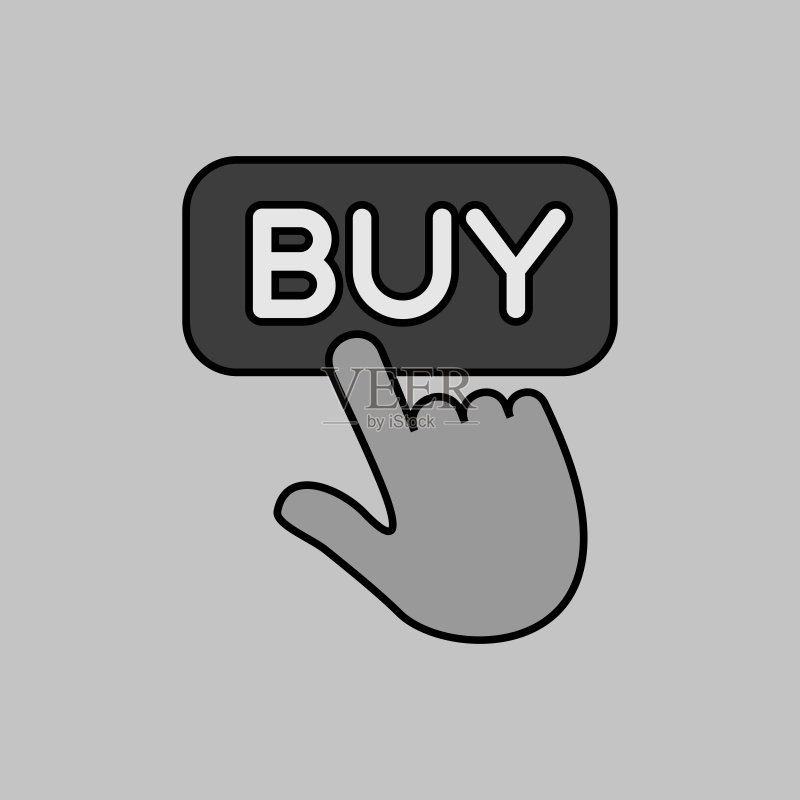 指向购买标志灰度图标的手指图标素材