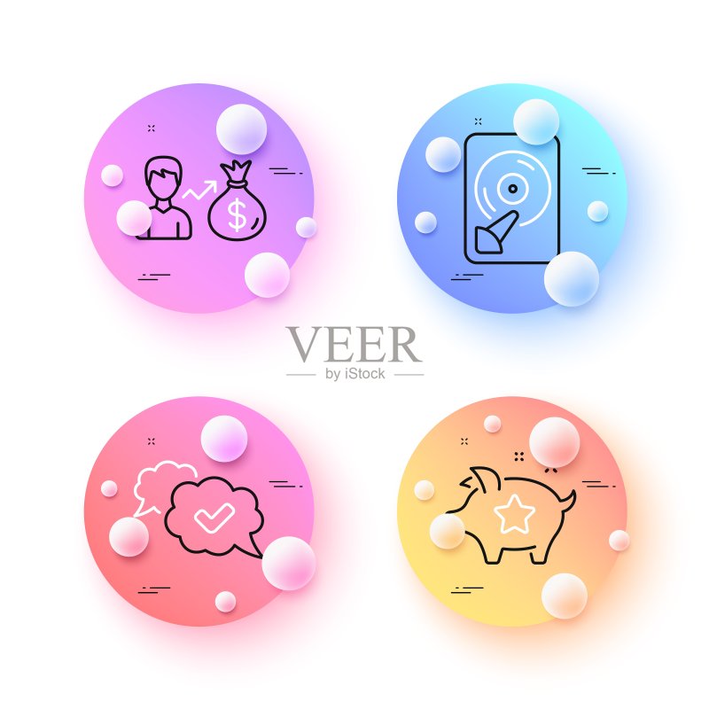 工资、忠诚度积分和批准的最小线条图标矢量素材,适用于Web应用程序、印刷图标素材