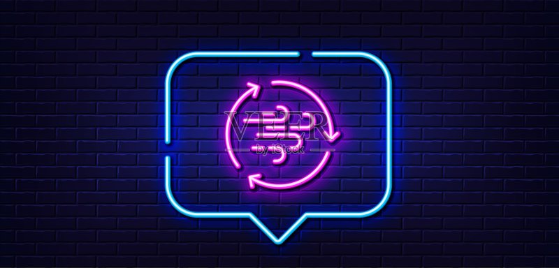 风能线性图标:微风标志,生态能源,霓虹灯对话框矢量图图标素材