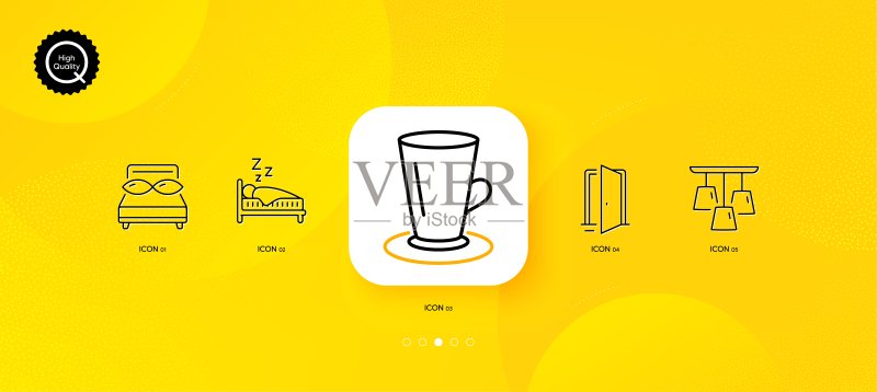 茶杯、枕头和吊灯极简线条图标矢量素材图标素材