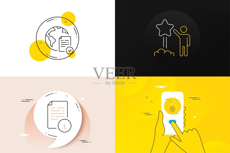 热贷、手册和在线投票线条图标极简集,用于Web开发矢量素材图标素材