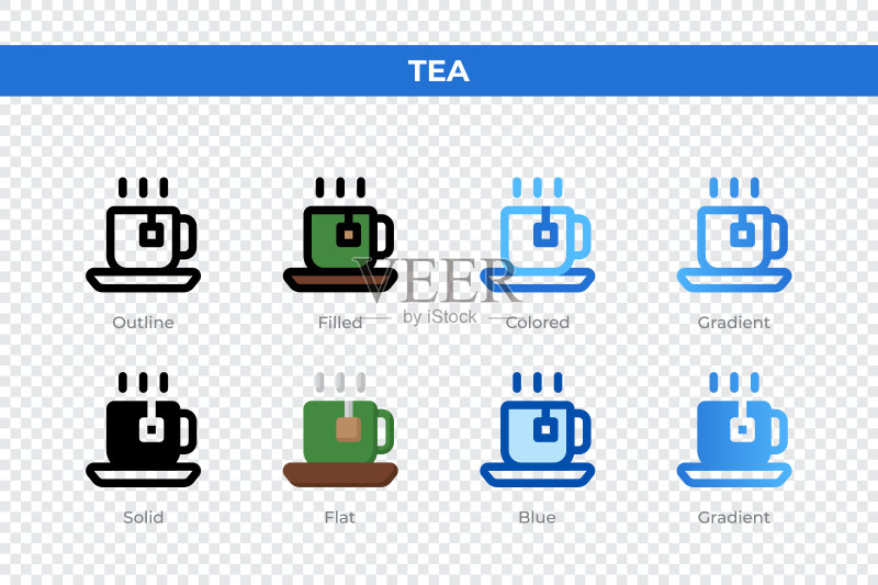 不同风格的茶图标图标素材