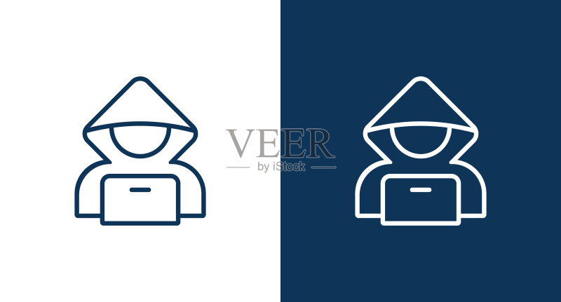 黑客轮廓图标插图隔离矢量符号图标素材