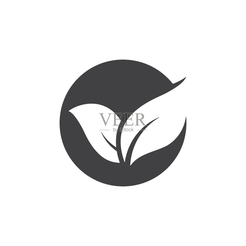 黑色树叶友好图标矢量设计概念图标素材
