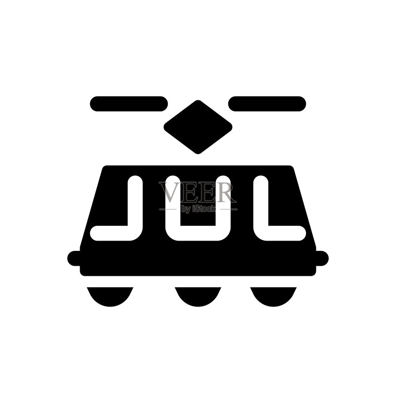 无轨电车黑色UI图标图标素材