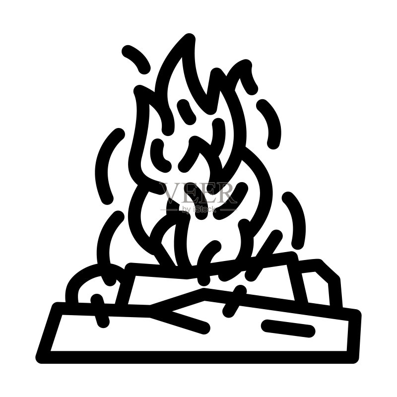 篝火火焰线条图标矢量图图标素材