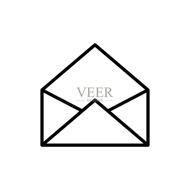 已打开信封图标插图:线条样式,适用于应用程序、网站、移动应用,与消息相关的图标,简单的可编辑矢量设计图标素材