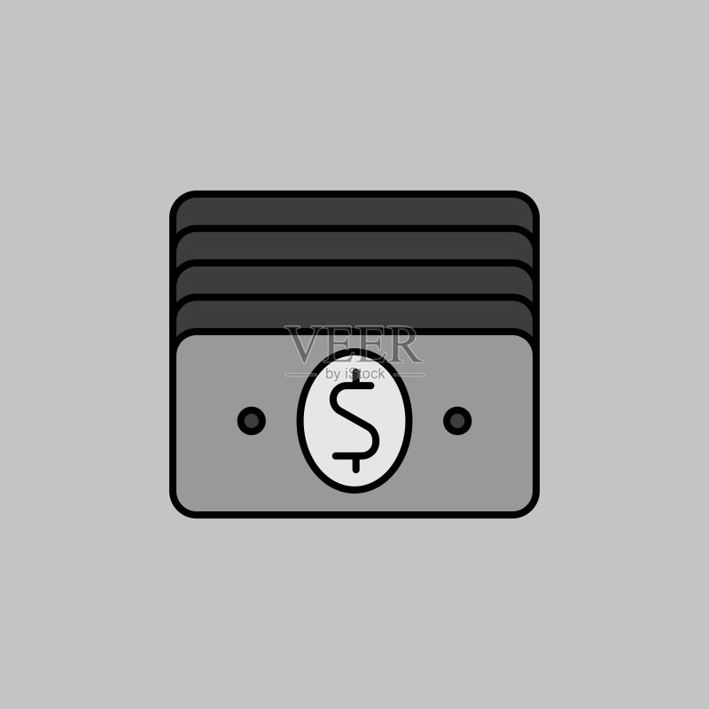 货币轮廓灰度图标,商业标志图标素材