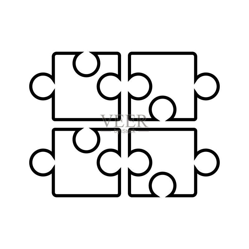 拼图,思维游戏线性图标,轮廓矢量图标素材