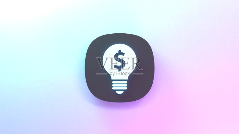 灯泡图标。3D渲染插图图标素材