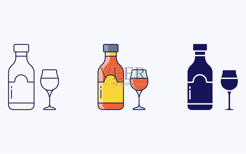 朗姆酒杯和瓶子插画图标图标素材