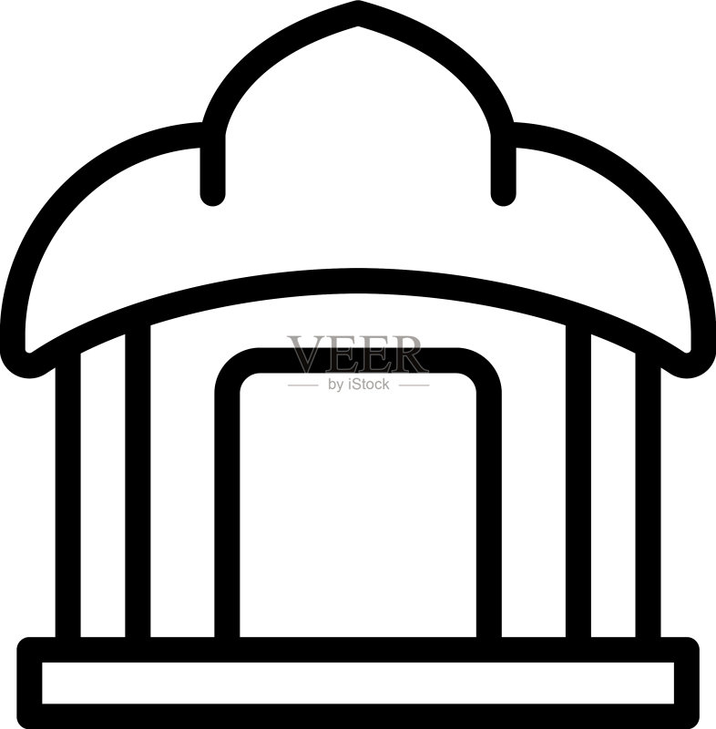 寺庙图标轮廓旅游图标素材
