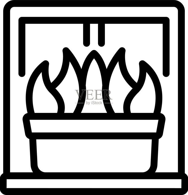 夏季盆栽轮廓花房图标图标素材
