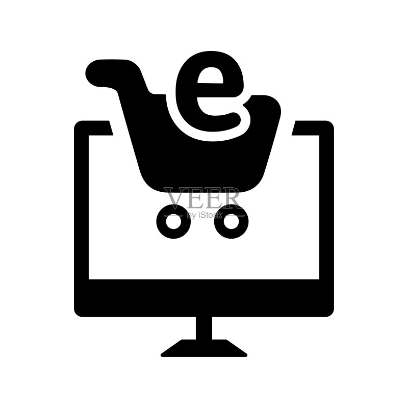 购物车电商图标,黑色矢量图形图标素材