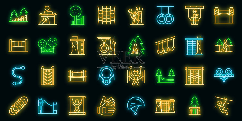 绳索公园图标轮廓矢量图图标素材