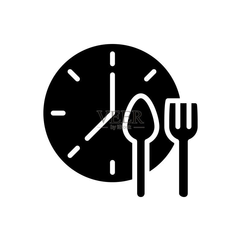 午餐时间黑色图标图标素材