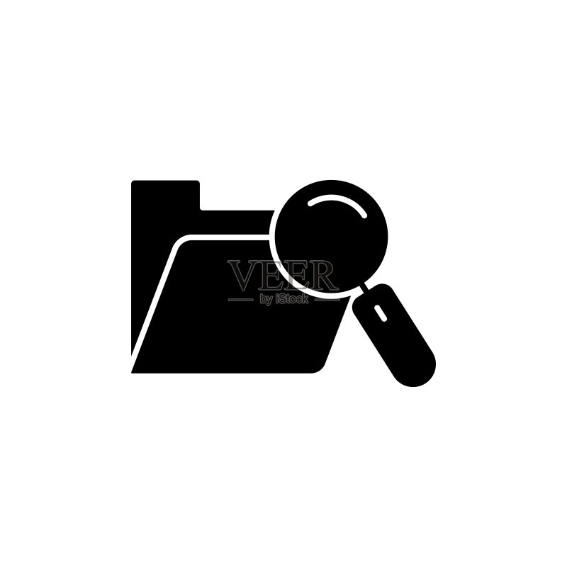 搜索文件夹图标插图。与开发者相关的图标。字形图标样式。适用于应用程序、网站、移动应用程序。简单的矢量设计可编辑图标素材
