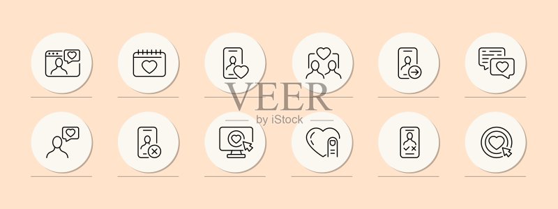 通讯设置图标:约会网站、电话和网络图标素材