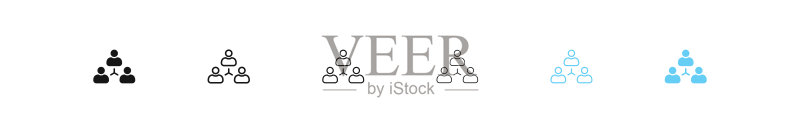人群图标。协作工作标志。团队符号。商务团队图标。伙伴关系符号。黑色和蓝色。矢量标志。图标素材