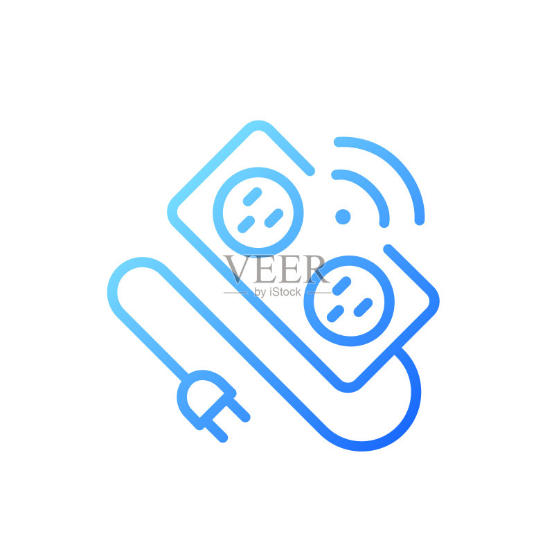 智能电源插座像素完美渐变线性矢量图标图标素材