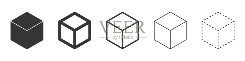 立方体矢量图标,黑色立方体图标图标素材