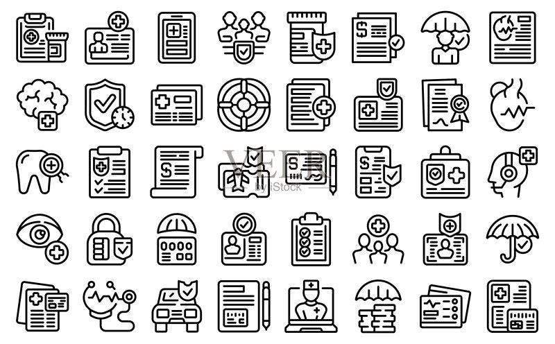 保险卡图标轮廓矢量图:健康保险图标素材