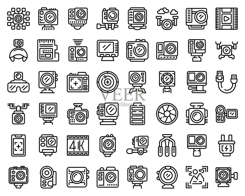 相机Go Pro图标轮廓矢量素材:运动相机图标素材