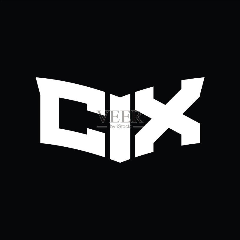 CX字母Logo,盾牌切割设计图标素材
