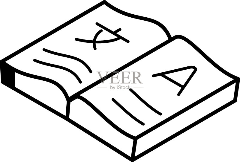 翻译书籍的现代2.5D设计图标素材