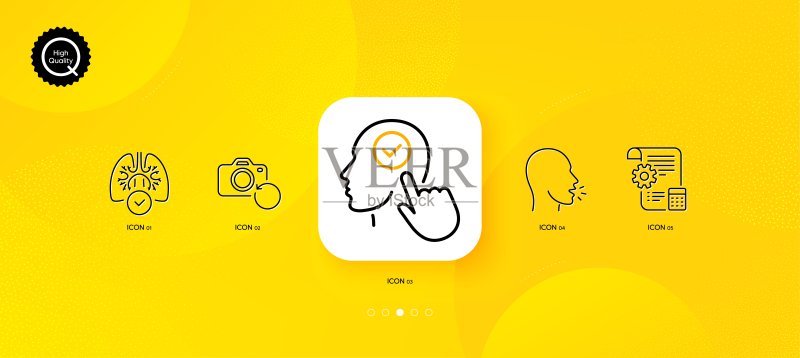 咳嗽、恢复照片和肺部极简线性图标,适用于Web应用程序、印刷,矢量图标素材