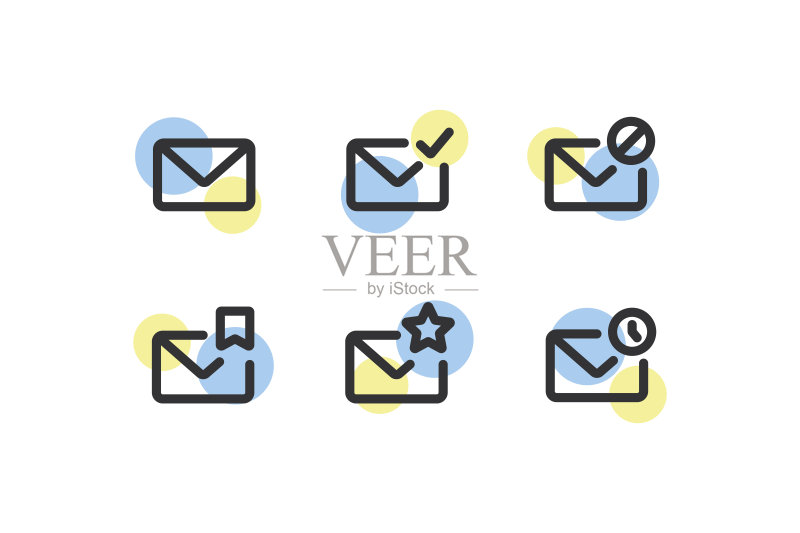 邮件图标集,信封图例符号,社交邮件矢量图图标素材