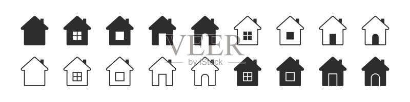 房屋图标集,住宅图标集合,房地产,扁平风格房屋符号,矢量图标图标素材