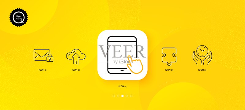 拼图,安全时间和安全邮件最小线图标。用于Web应用程序,打印。矢量图标素材