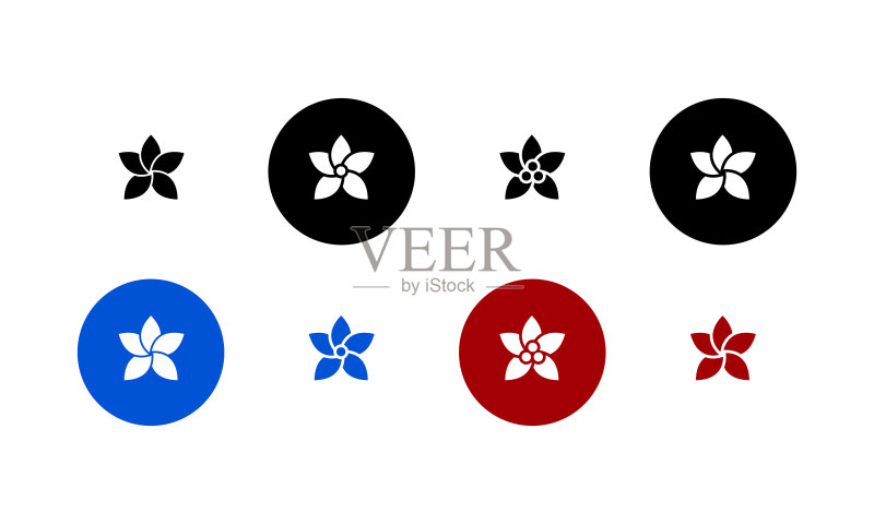 花朵图标集合,白色背景图标素材
