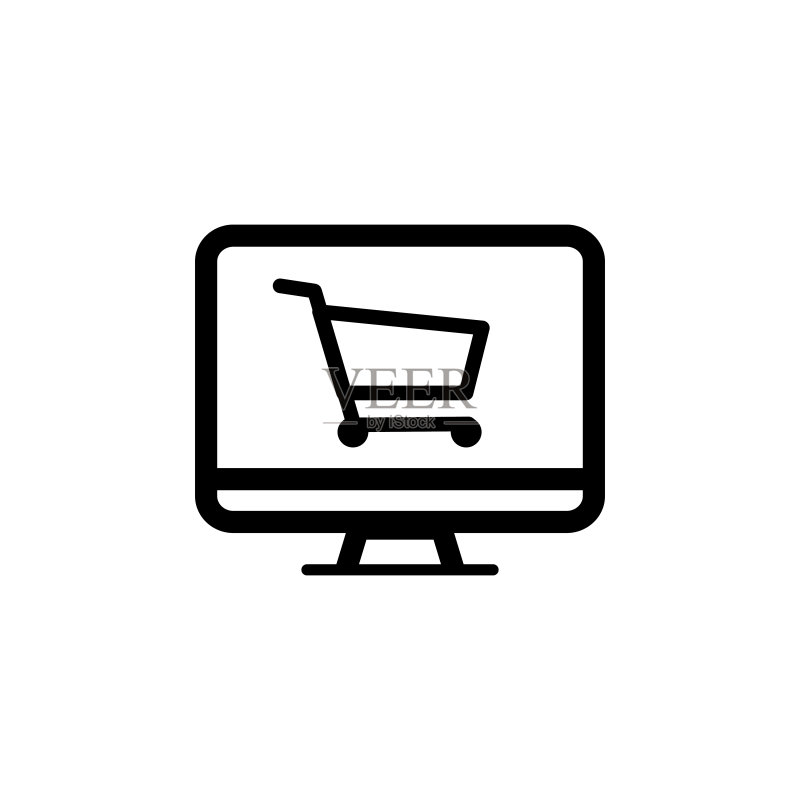 网店线性图标:评估、销售、折扣、购买、票务、定价策略、距离、市场、买家、商业、收入。在线商店概念。矢量黑色线性图标。图标素材
