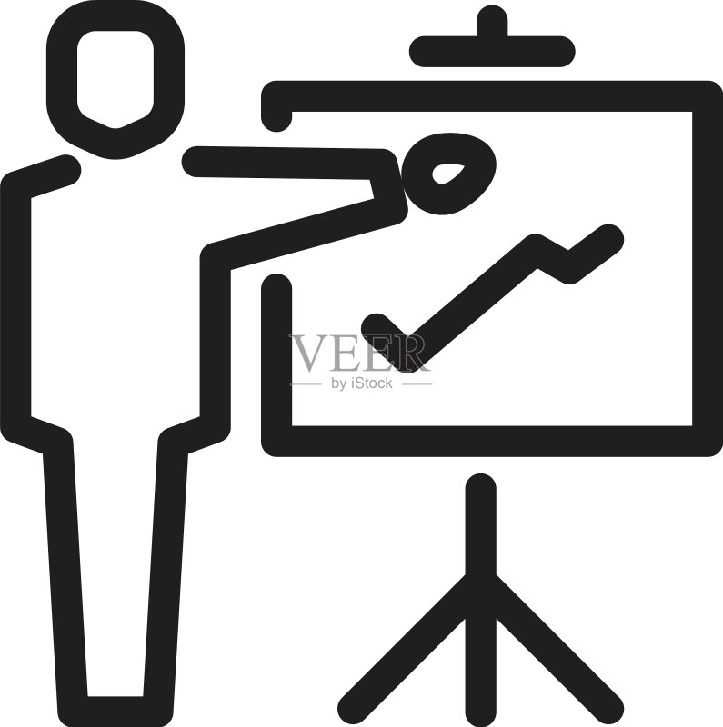 商务演示图标,男人展示统计数据图标素材