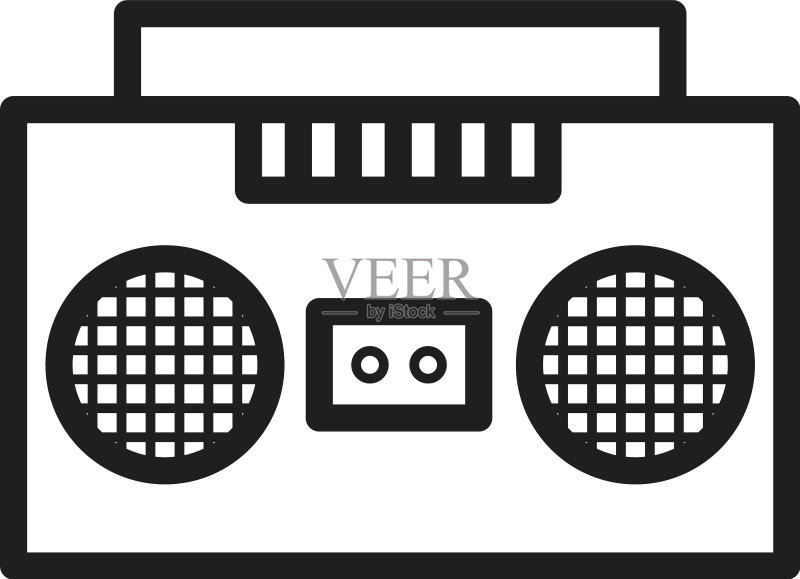 线性复古录音机图标图标素材