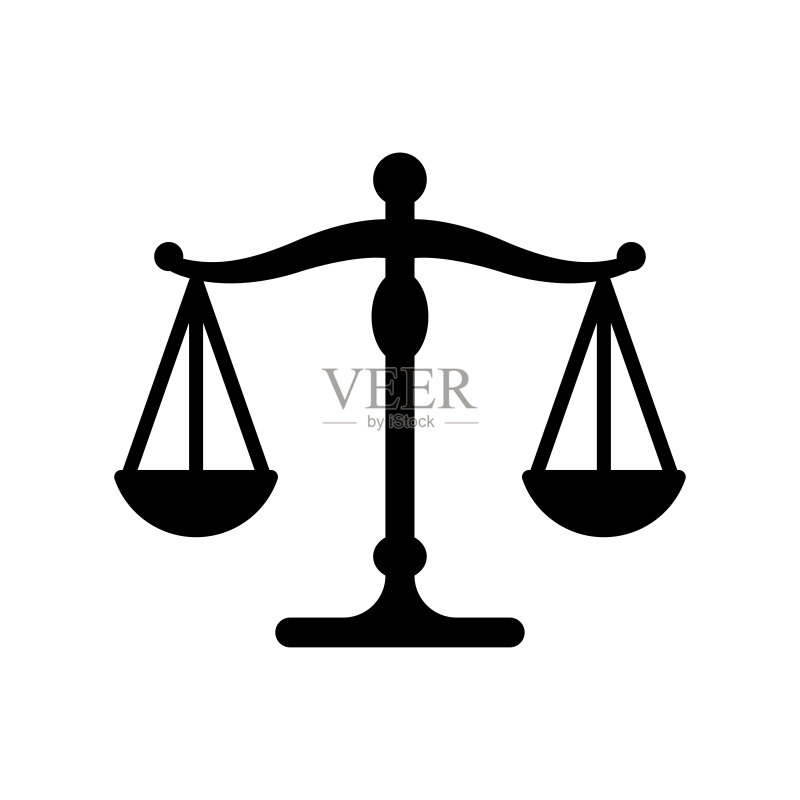 白色背景中的正义天平图标矢量设计模板图标素材