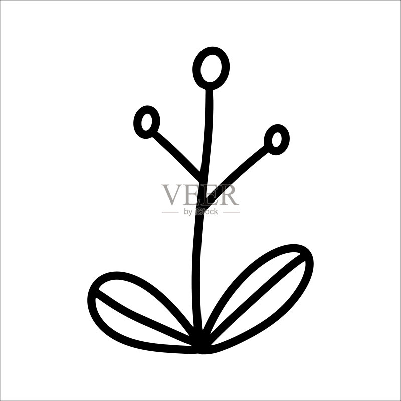 花卉线条艺术图标设计矢量插图图标素材