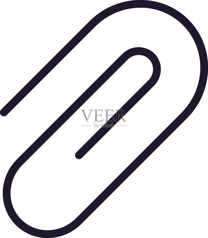 互联网界面标志:矢量极简主义线性图标,可编辑描边,回形针图标素材