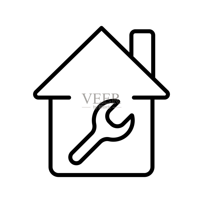 房屋维修工程线条图标图标素材