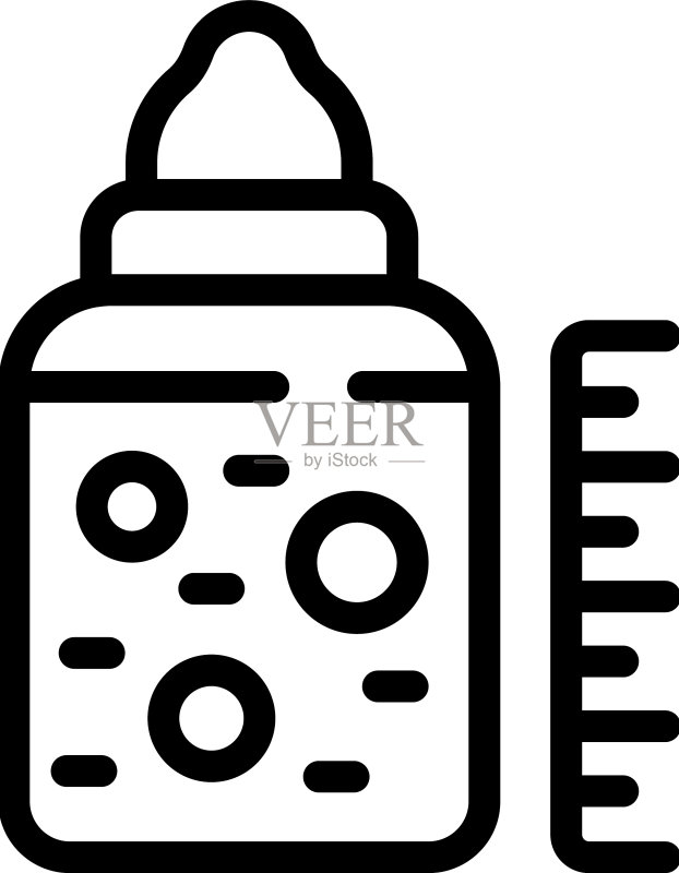 学龄前儿童奶瓶图标轮廓图标素材