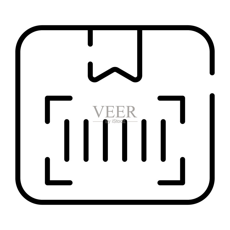 带有条形码的包裹箱和扫描图标图标素材