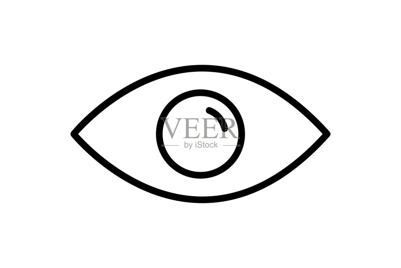监控图标插图,眼睛图标,与安全相关的图标,线条图标风格,简单的可编辑矢量设计图标素材
