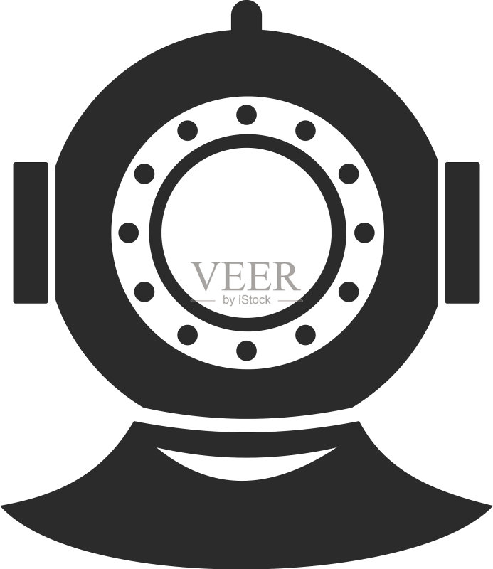 水下潜水打开的电路头盔图标图标素材