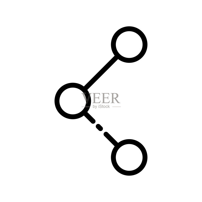分享图标:数据、信息、转发、发送、显示、分发、按钮、链接、社交网络、互联网。技术概念。矢量黑色线条图标,白色背景图标素材
