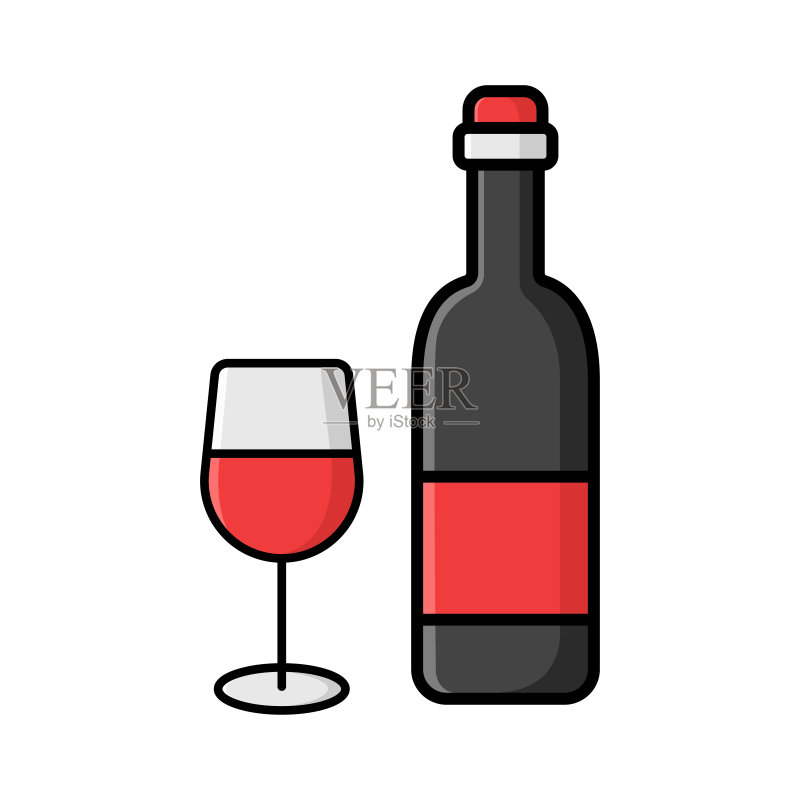 白色背景上的葡萄酒图标矢量设计模板图标素材