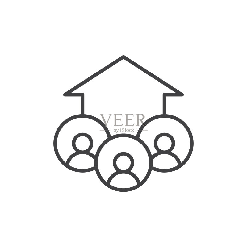 团队成长矢量图标。人员和箭头线移动概念和网页设计标志图标素材