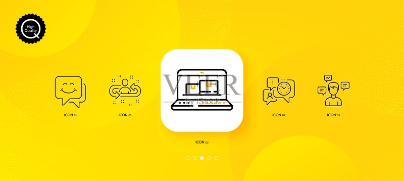 笑脸、对话消息和招聘极简线条图标,适用于Web应用程序、印刷图标素材